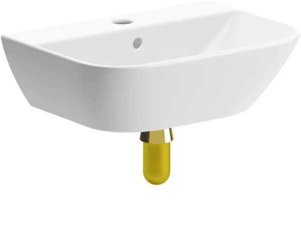 Novello Zelvex 450 x 320mm 1TH Cloakroom Basin & Brushed Brass Bottle Trap