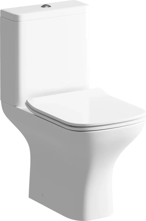 Novello Zelvex Rimless Comfort Height Close Coupled Open Back Wc & Slim Soft Close Seat