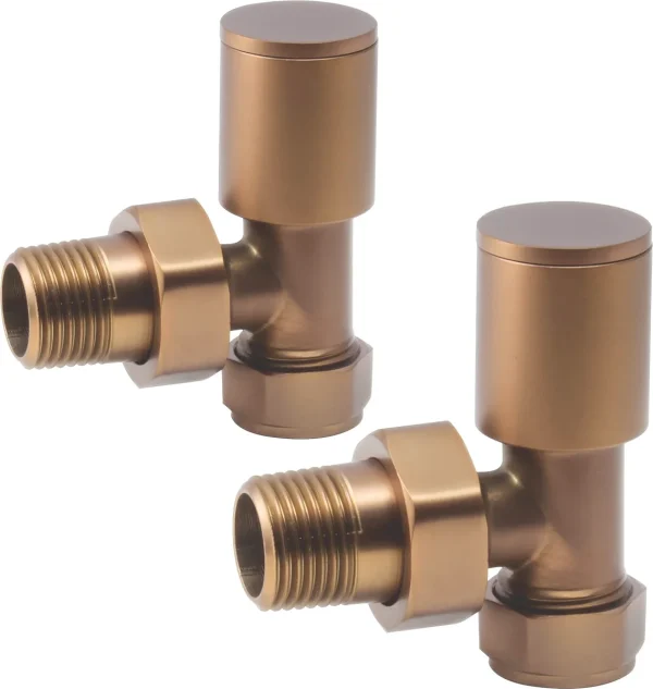Novello Patterned Brushed Bronze Radiator Valves - Angled