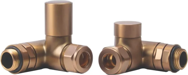 Novello Patterned Brushed Bronze Radiator Valves - Corner