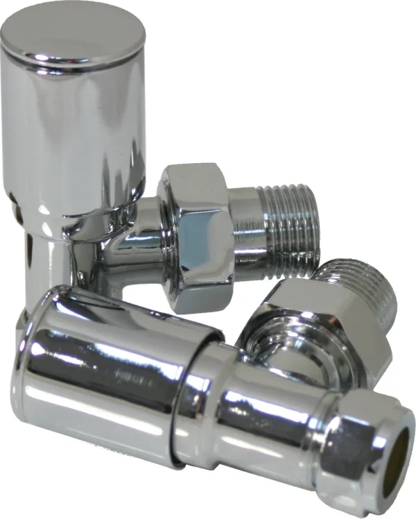 Novello Patterned Chrome Radiator Valves - Angled