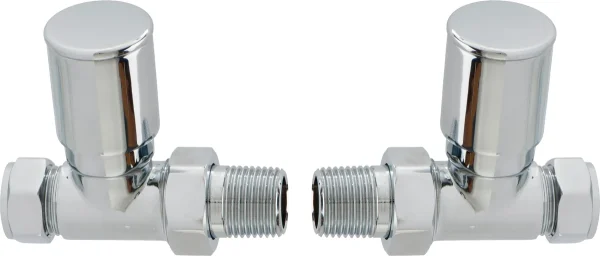 Novello Patterned Chrome Radiator Valves - Straight