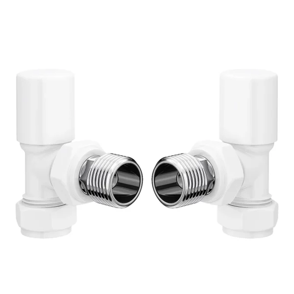Novello Patterned White Radiator Valves - Angled