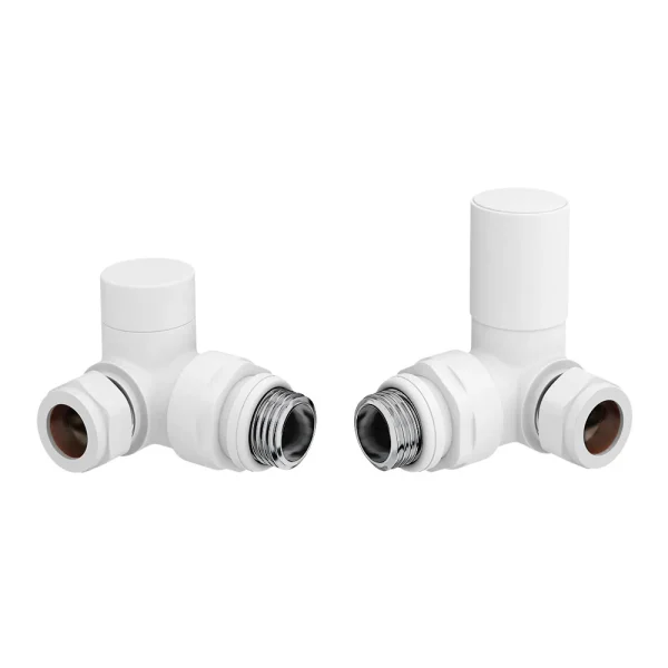 Novello Patterned White Radiator Valves - Corner