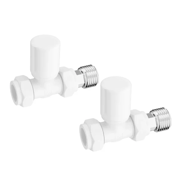 Novello Patterned White Radiator Valves - Straight