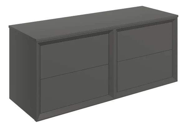Novello Clarix 1210mm Wall Hung 4 Drawer Basin Unit Run & Top - Matt Clay