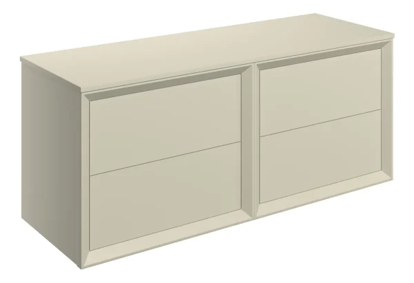 Novello Clarix 1210mm Wall Hung 4 Drawer Basin Unit Run & Top - Matt Cotton