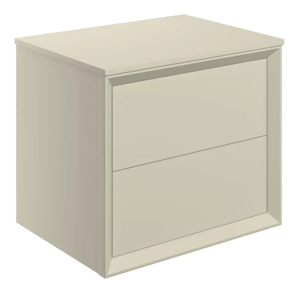Novello Clarix 610mm Wall Hung 2 Drawer Basin Unit & Top - Matt Cotton