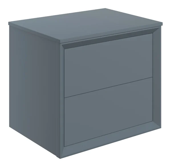 Novello Clarix 610mm Wall Hung 2 Drawer Basin Unit & Top - Matt Storm Blue