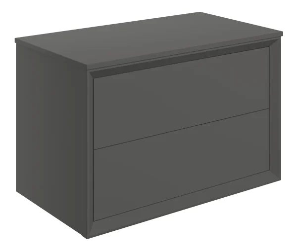 Novello Clarix 810mm Wall Hung 2 Drawer Basin Unit & Top - Matt Clay