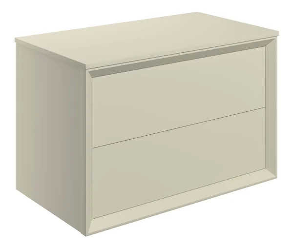 Novello Clarix 810mm Wall Hung 2 Drawer Basin Unit & Top - Matt Cotton