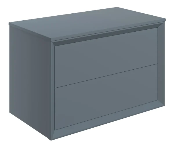 Novello Clarix 810mm Wall Hung 2 Drawer Basin Unit & Top - Matt Storm Blue