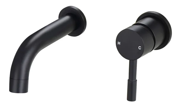 Novello Dovira 155mm Wall Mounted Basin Mixer - Matt Black