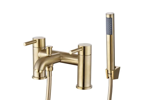 Novello Dovira Bath/Shower Mixer & Bracket - Brushed Brass