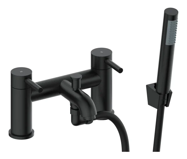 Novello Dovira Bath/Shower Mixer & Bracket - Matt Black