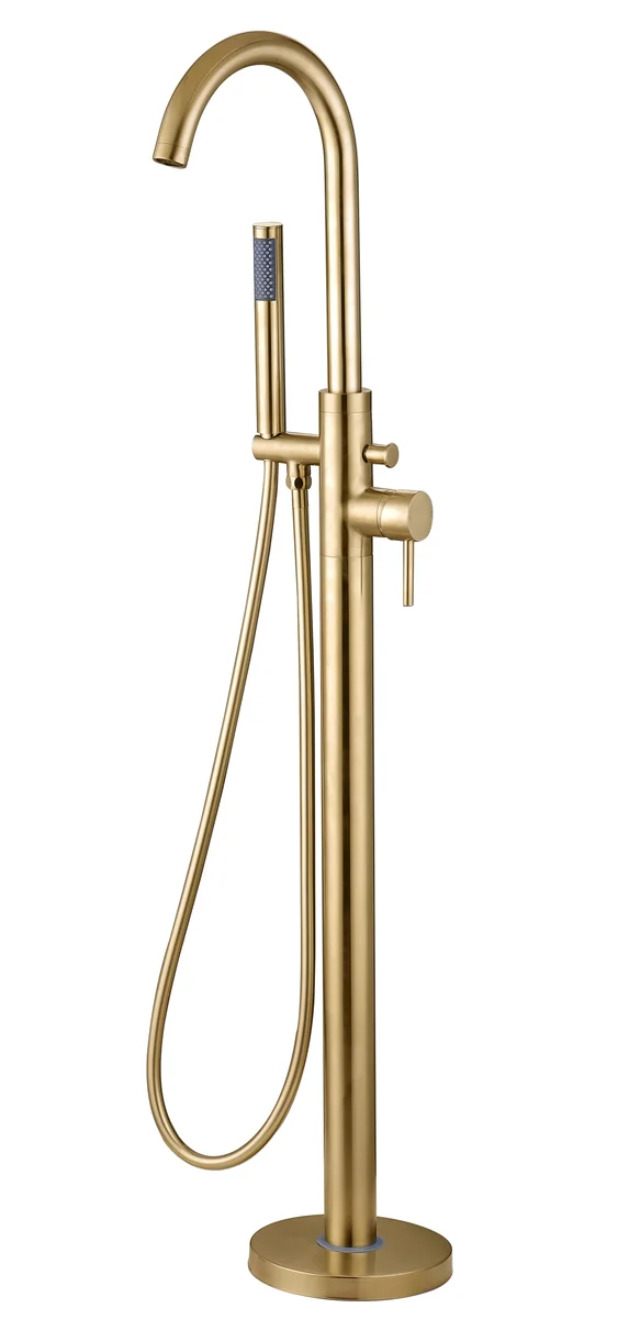 Novello Dovira Floor Standing Bath/Shower Mixer - Brushed Brass
