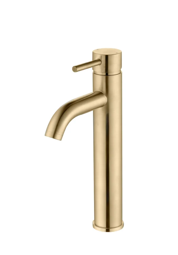 Novello Dovira Tall Basin Mixer - Brushed Brass