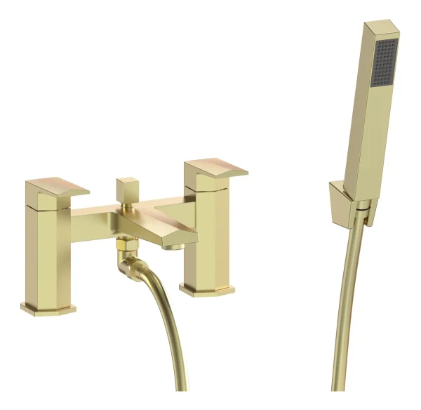 Novello Iravex Bath/Shower Mixer & Bracket - Brushed Brass