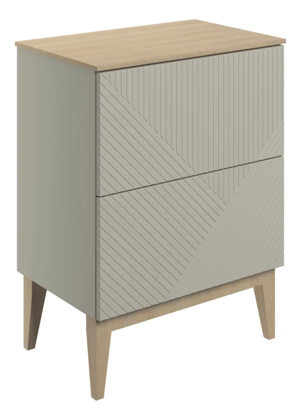 Novello Lorixa 610mm Floor Standing 2 Drawer Basin Unit & Maple Oak Effect Worktop - Matt Oat