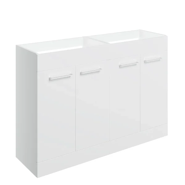 Novello Nolvra 1180mm Floor Standing 2 Door Basin Unit Run (No Top) - White Gloss