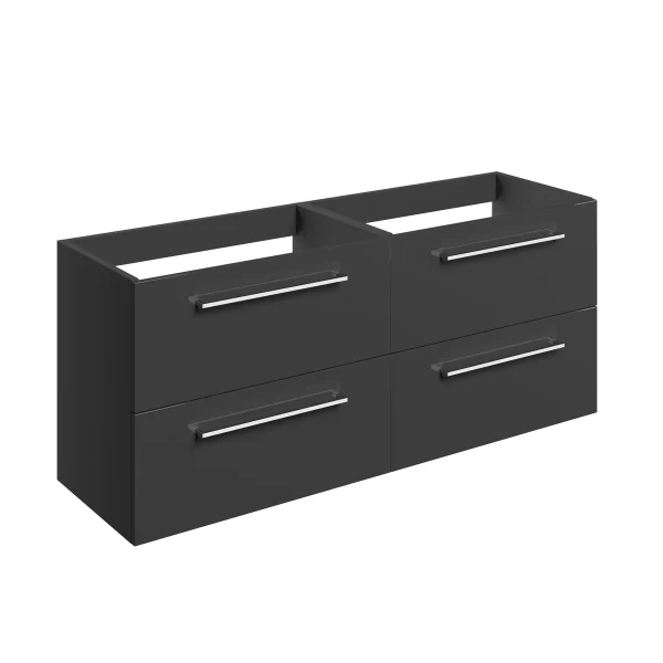 Novello Nolvra 1180mm Wall Hung 2 Drawer Basin Unit Run (No Top) - Anthracite Gloss