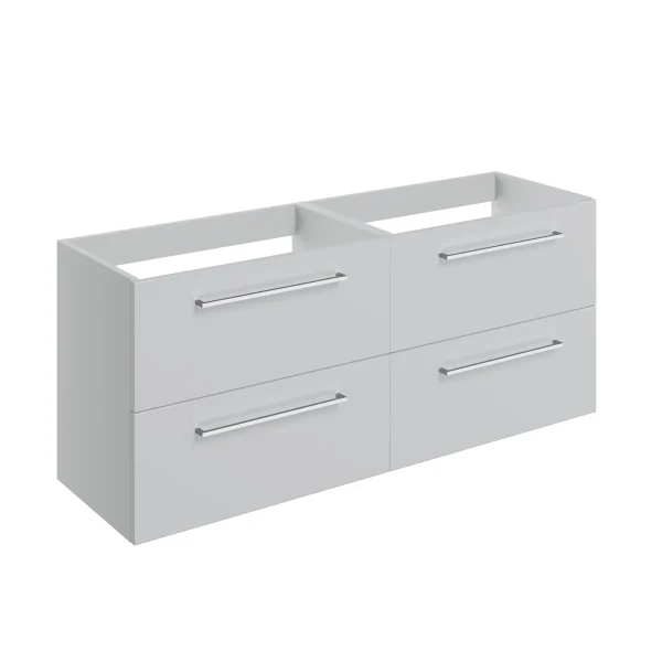 Novello Nolvra 1180mm Wall Hung 2 Drawer Basin Unit Run (No Top) - Grey Gloss