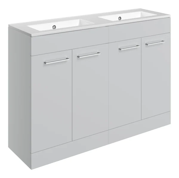 Novello Nolvra 1210mm Floor Standing 4 Door Basin Unit & 0TH THin Edge Basin - Grey Gloss