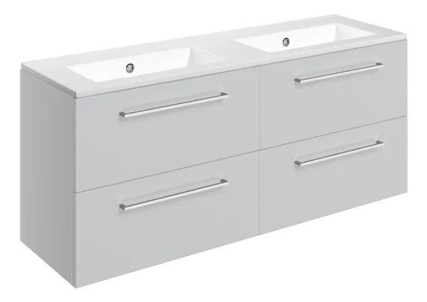 Novello Nolvra 1210mm Wall Hung 4 Drawer Basin Unit & 0TH THin Edge Basin - Grey Gloss