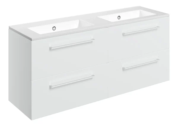 Novello Nolvra 1210mm Wall Hung 4 Drawer Basin Unit & 0TH THin Edge Basin - White Gloss