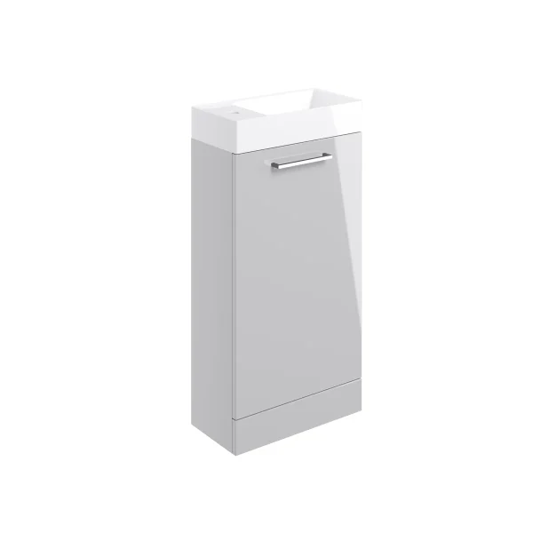 Novello Nolvra 410mm Floor Standing 1 Door Basin Unit & 1TH Basin - Grey Gloss