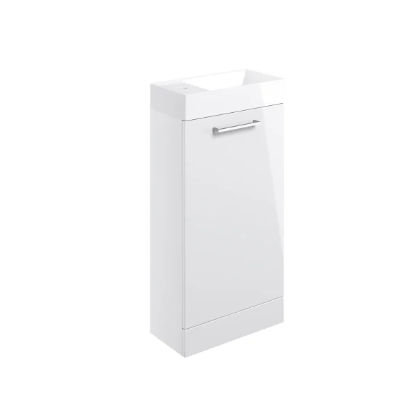 Novello Nolvra 410mm Floor Standing 1 Door Basin Unit & 1TH Basin - White Gloss