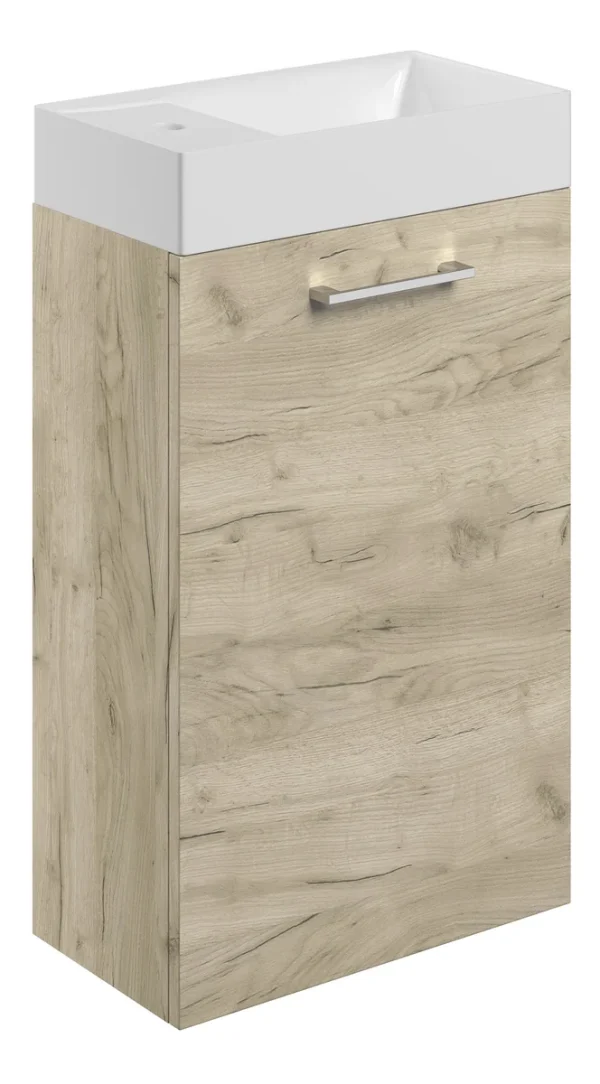 Novello Nolvra 410mm Wall Hung 1 Door Basin Unit & 1TH Basin - Oak