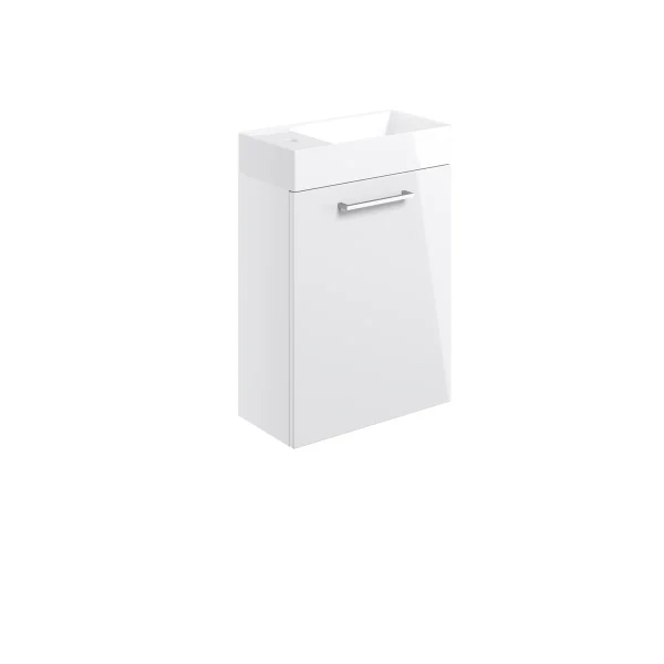 Novello Nolvra 410mm Wall Hung 1 Door Basin Unit & 1TH Basin - White Gloss