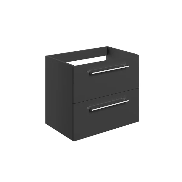 Novello Nolvra 590mm Wall Hung 2 Drawer Basin Unit (No Top) - Anthracite Gloss