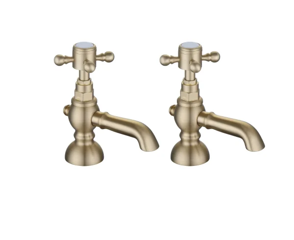 Novello Qalixa Basin Pillar Taps - Brushed Brass