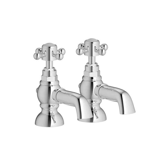 Novello Qalixa Bath Pillar Taps - Chrome