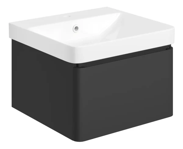 Novello Varvex 500mm Wall Hung 1 Drawer Basin Unit & Basin - Matt Black