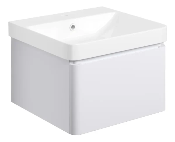 Novello Varvex 500mm Wall Hung 1 Drawer Basin Unit & Basin - Matt White