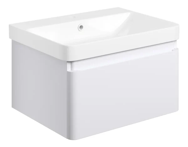 Novello Varvex 605mm Wall Hung 1 Drawer Basin Unit & Basin - Matt White