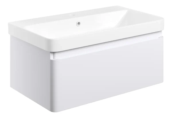 Novello Varvex 805mm Wall Hung 1 Drawer Basin Unit & Basin - Matt White
