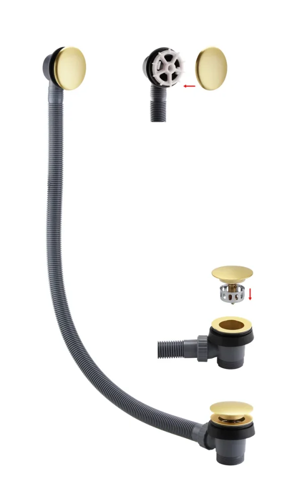 Novello Sprung Bath Waste & Overflow - Brushed Brass