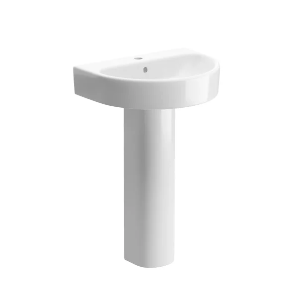 Novello Delvex 555 x 430mm 1TH Basin & Full Pedestal