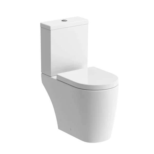 Novello Delvex Rimless Close Coupled Open Back Wc & Soft Close Seat