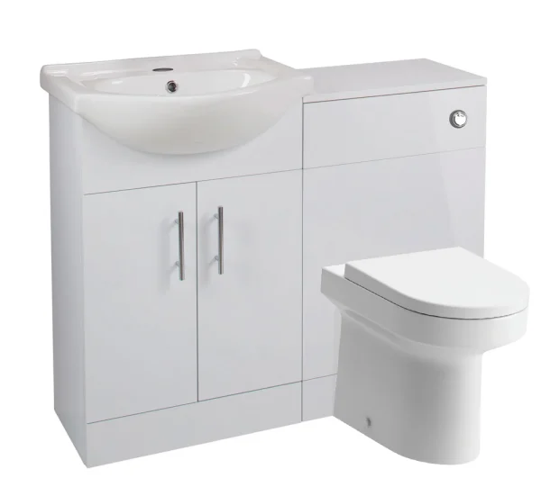 Novello Henvra 650mm Basin Unit & Wc Unit Pack - White Gloss