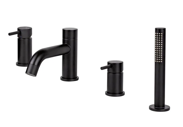 Vema Maira 4-Hole Deck Mounted Bath/Shower Mixer - Matt Black