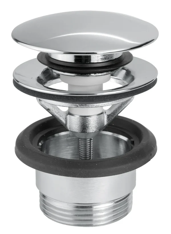 Vema Unslotted Push Button Waste - Chrome