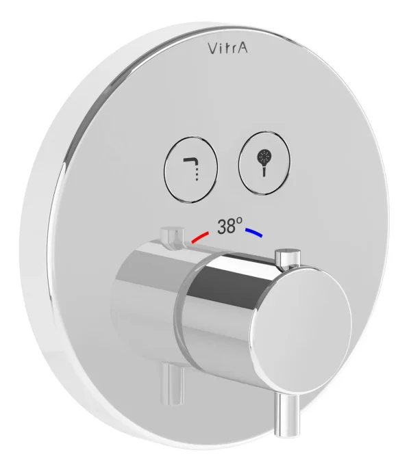 VitrA Aquacontrol Round Concealed Thermostatic 2-Way Bath Mixer - Chrome