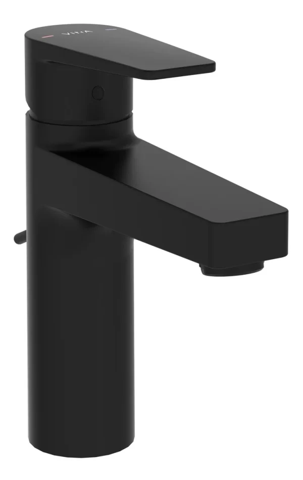 VitrA Flow Square Large Basin Mixer w/Waste Lever - Matt Black
