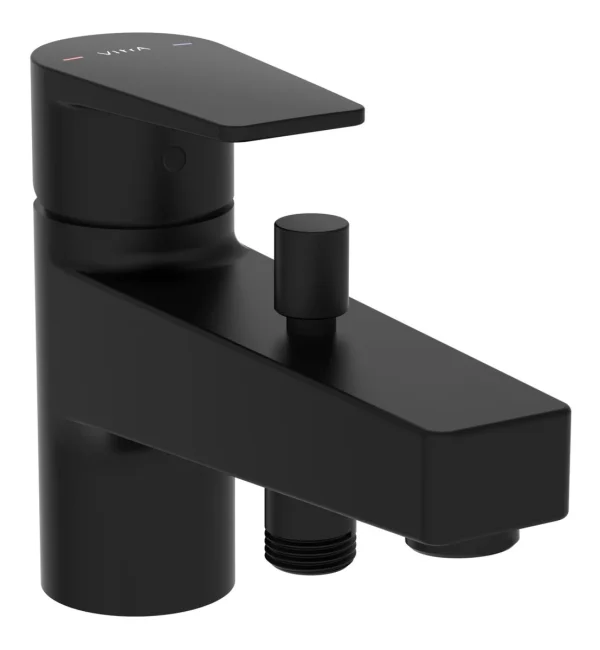 VitrA Flow Square Monohole Bath Filler - Matt Black