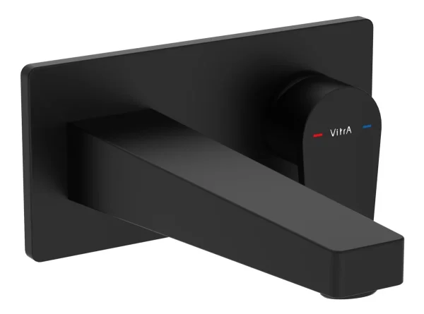 VitrA Flow Square Wall Mounted Basin Mixer - Matt Black